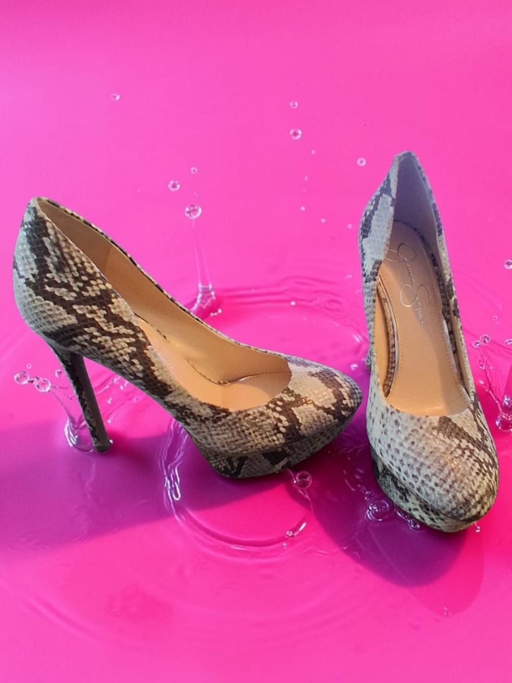 Jessica Simpson Snake-Print Platform Pumps Womens Shoes Size 7.5 Sexy Fashion